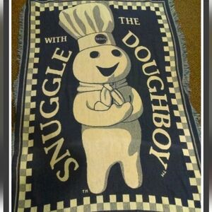 New 1999 Pilsbury Doughboy 48x67 Woven Throw Promo Blanket Vintage